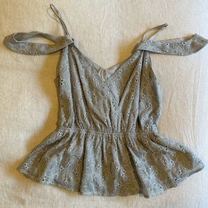 Embroidered, off-the-shoulder peplum top